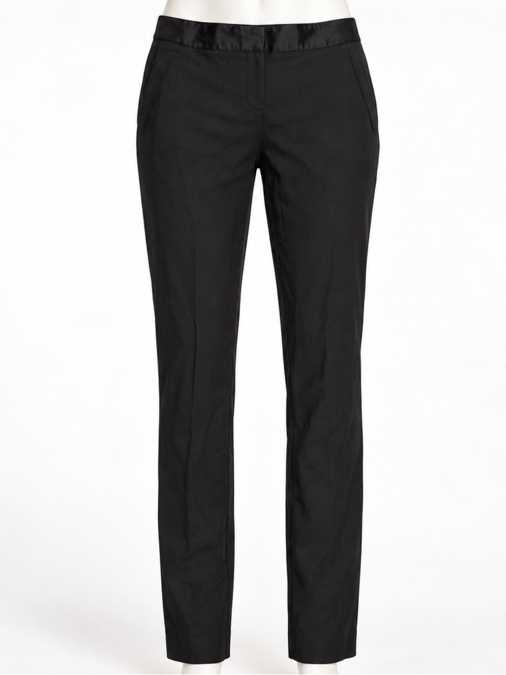 THEORY Wool-Blend Contrast Waistband Slim Straight Tailored Trouser Pants